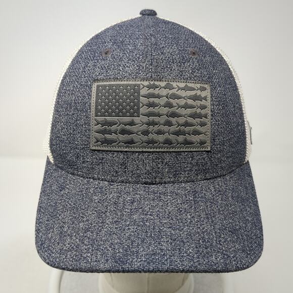 Fish Flag Columbia PFG Fitted Trucker Hat Blue One Size Mesh Back - Picture 2 of 8